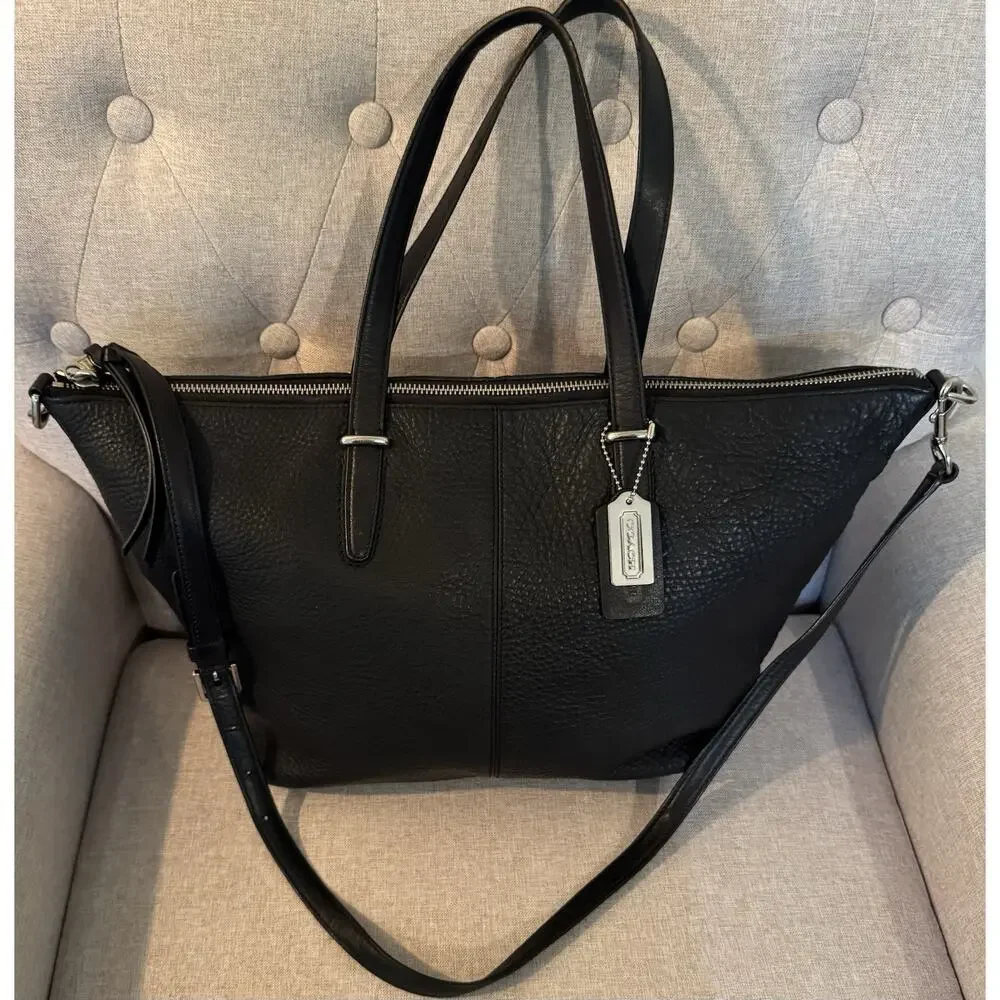 Coach Bleecker Handbag Pebbled Black Leather Satchel